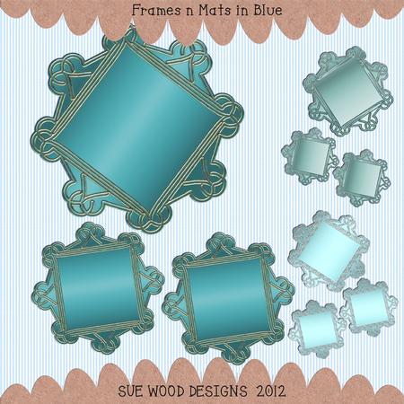 Shades of Blue Frames and Mats