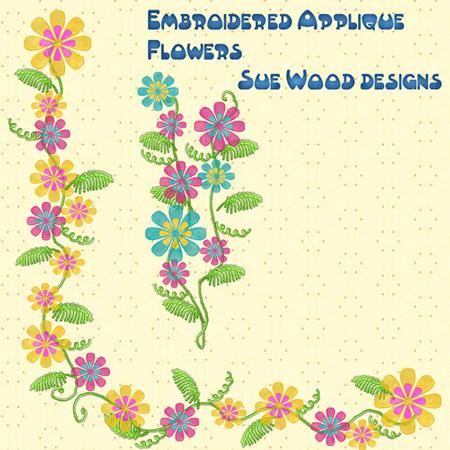 Embroidered Effect Appliqued Flowers Commercial Use