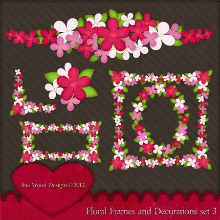 Floral Frames and Ornaments Reds