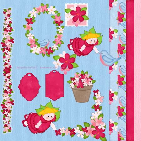 Fairy Red Florals Scrap Kit