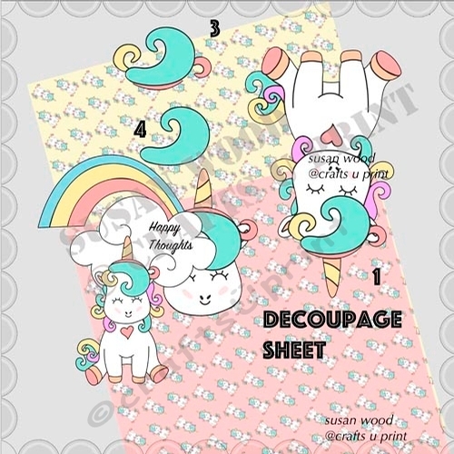Happy Unicorns Decoupage mini card kit