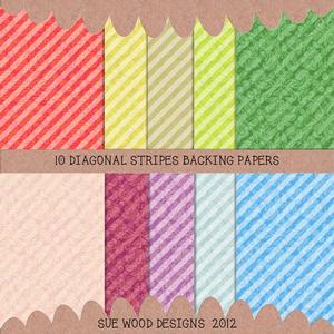 Pack of 10 Diagonal Stripes Multi Colours