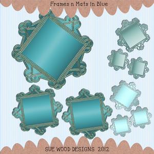 Shades of Blue Frames and Mats