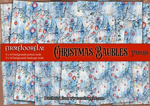 Whimsical Watercolour Christmas Baubles Background Papers