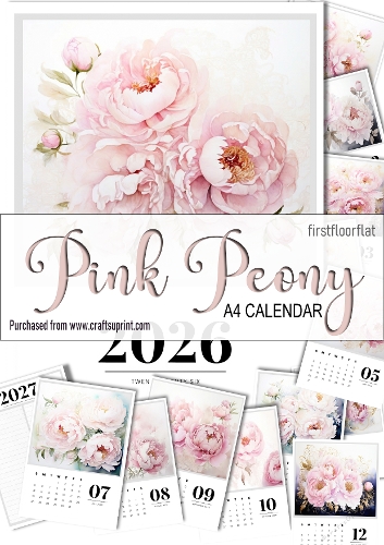 Pink Peony Calendar 2026