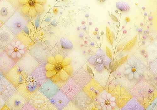 Quilted Floral Background - Yellow 06