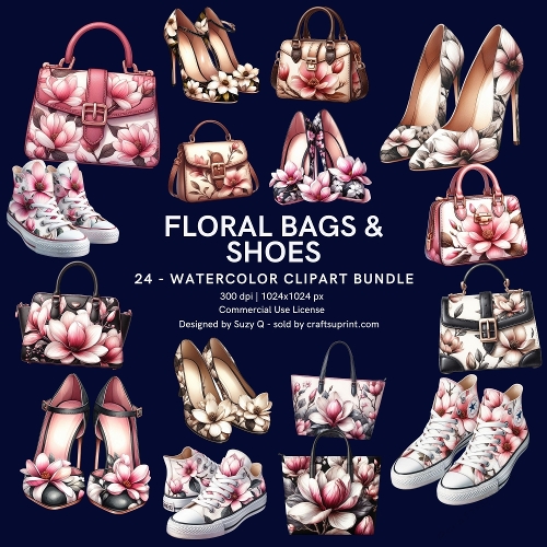 Ladies floral handbags & Shoes
