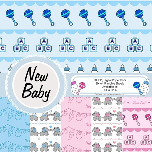 Six New Baby Digital Papers