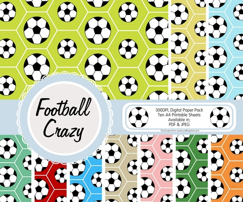 Ten Football Ball Digital Paper Pack