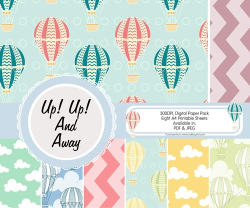 Hot Air Balloon Papers, Pack of Eight