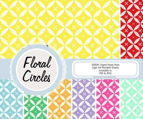 Floral Circle Papers, Pack of Eight Sheets