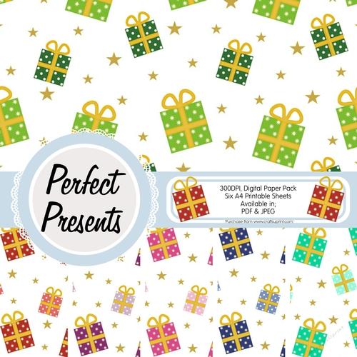 Christmas/Birthday Present Digital Papers, Pack of Six Sheets