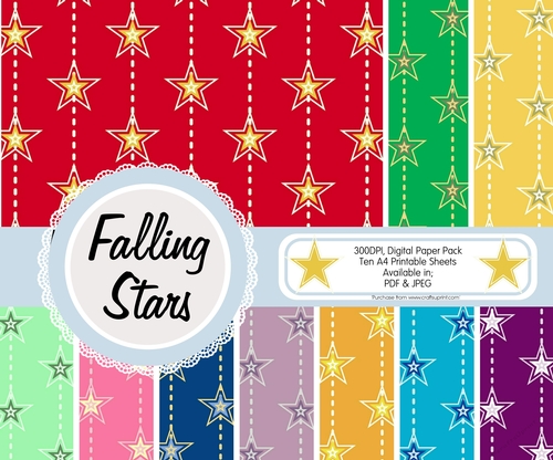 Falling Stars Digital Papers, Pack of Ten Sheets