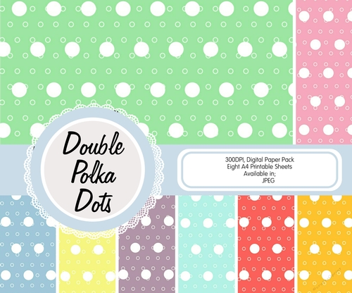 Double Polka Dots Digital Paper, Pack of Eight Sheets
