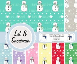 Let It Snow, Snowman and Snowflakes, Pack of Eight Sheets