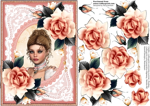 The Empire Lady and Peach Roses Portrait