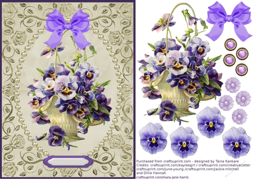 Vintage Pansies Basket 1
