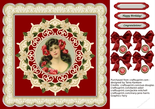 Vintage lady with Poppies