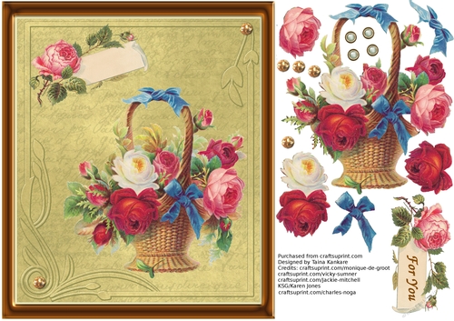 Vintage Roses Basket
