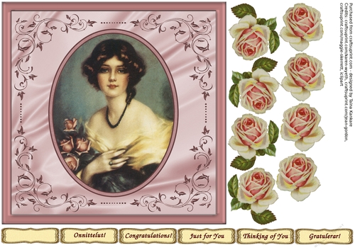 Vintage Lady with Vintage Roses