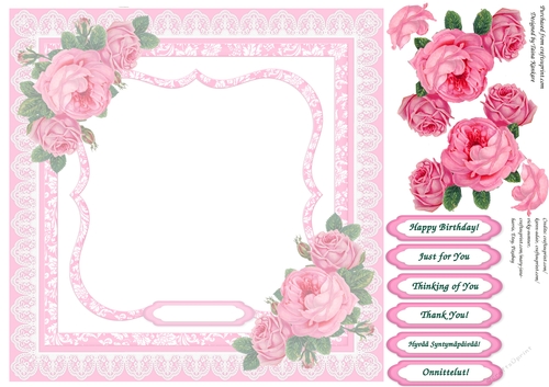 Vintage Kitties with Pink Vintage Roses and Pillow insert