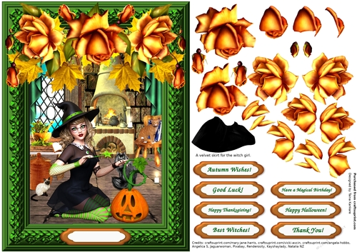 The Autumn Witch, Flaming Roses and Three Cats