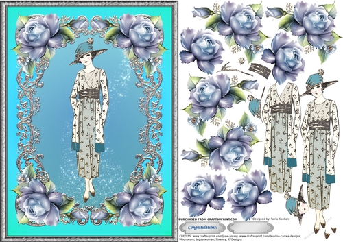The Vintage Lady and Blue Roses