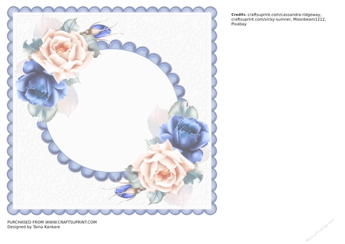 The Vintage Girl and Blue and Peach roses - right blank insert