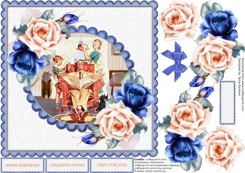 The Retro Family and Blue and Peach roses