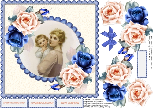 The Vintage Mother, Child and Blue and Peach roses