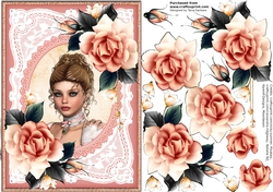 The Empire Lady and Peach Roses Portrait