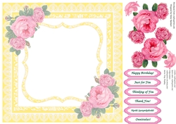 Vintage Kitties with Pink Vintage Roses and Pillow yellow insert