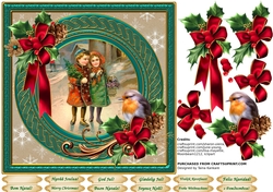 Vintage Christmas Children and a Robin