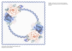 The Vintage Girl and Blue and Peach roses - right blank insert