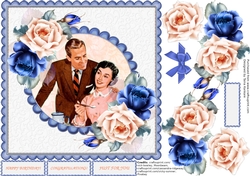 The Retro Couple and Blue and Peach roses