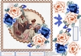 The Vintage Family with Baby and Blue and Peach roses