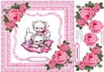 Vintage Kitties with Pink Vintage Roses and Pillow