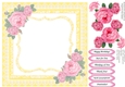 Vintage Kitties with Pink Vintage Roses and Pillow yellow insert