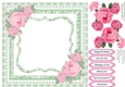 Vintage Kitties with Pink Vintage Roses and Pillow Green Insert