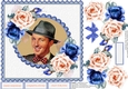 The Retro Man With A Fedora Hat and Blue and Peach Roses