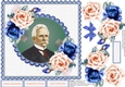 The Vintage Silver Hair Man and Blue and Peach Roses