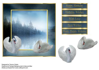 Beautiful and Elegant Swan Topper Card