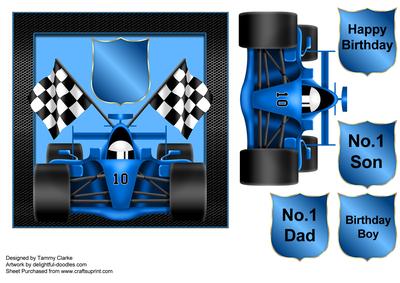 Bright Blue Racing Card Card Topper