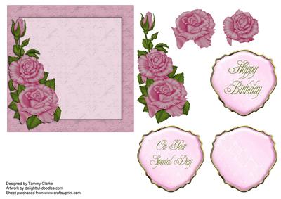 Dusky Pink Rose Birthday Topper