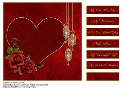 Dark Red Valentine Card Topper