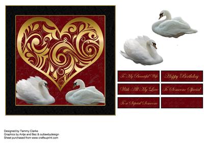 Birthday-valentine Swan Card Topper