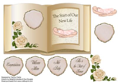New Baby Book Style Card Topper