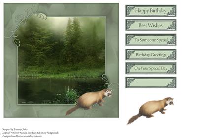 Soft Green Stoat-ferret Card Topper