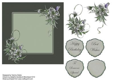 Darker Green Floral Card Topper