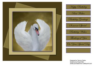 Beautiful Dark Cream Swan Card Topper
